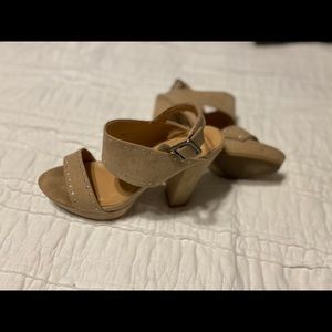 Nude Studded Platform Heels